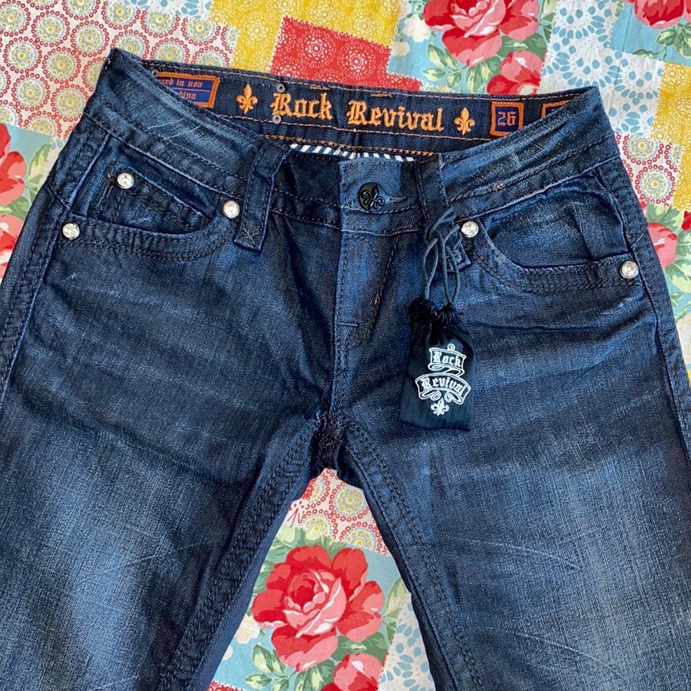 🍀 NWT! Raquel Rock Revival Boot Cut Jeans! - Picture 6 of 8